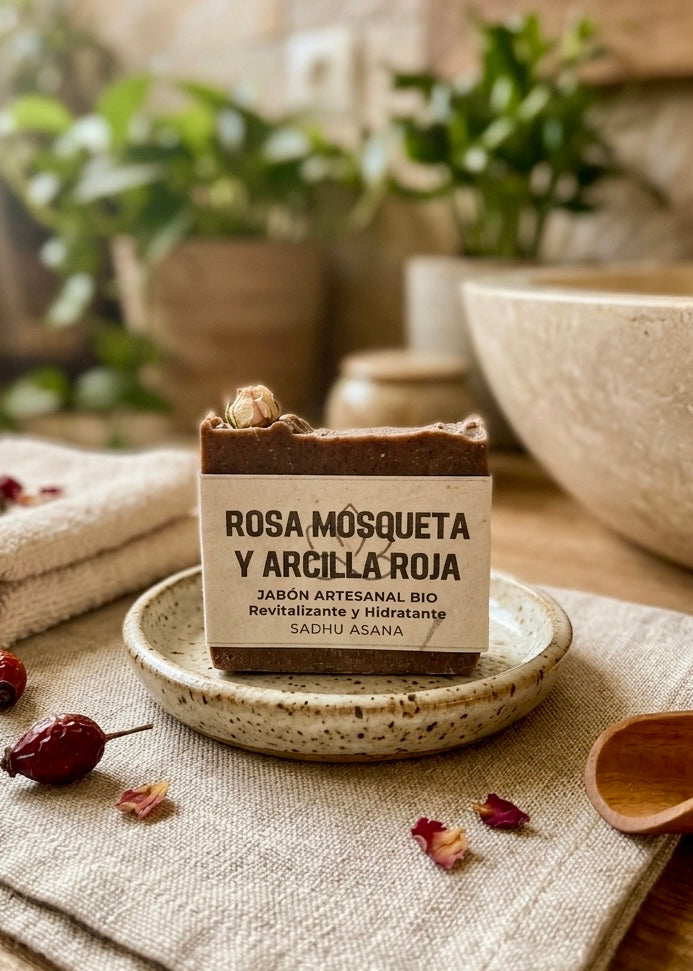JABÓN ROSA MOSQUETA Y ARCILLA ROJA - Regeneración Intensa para Piel Madura